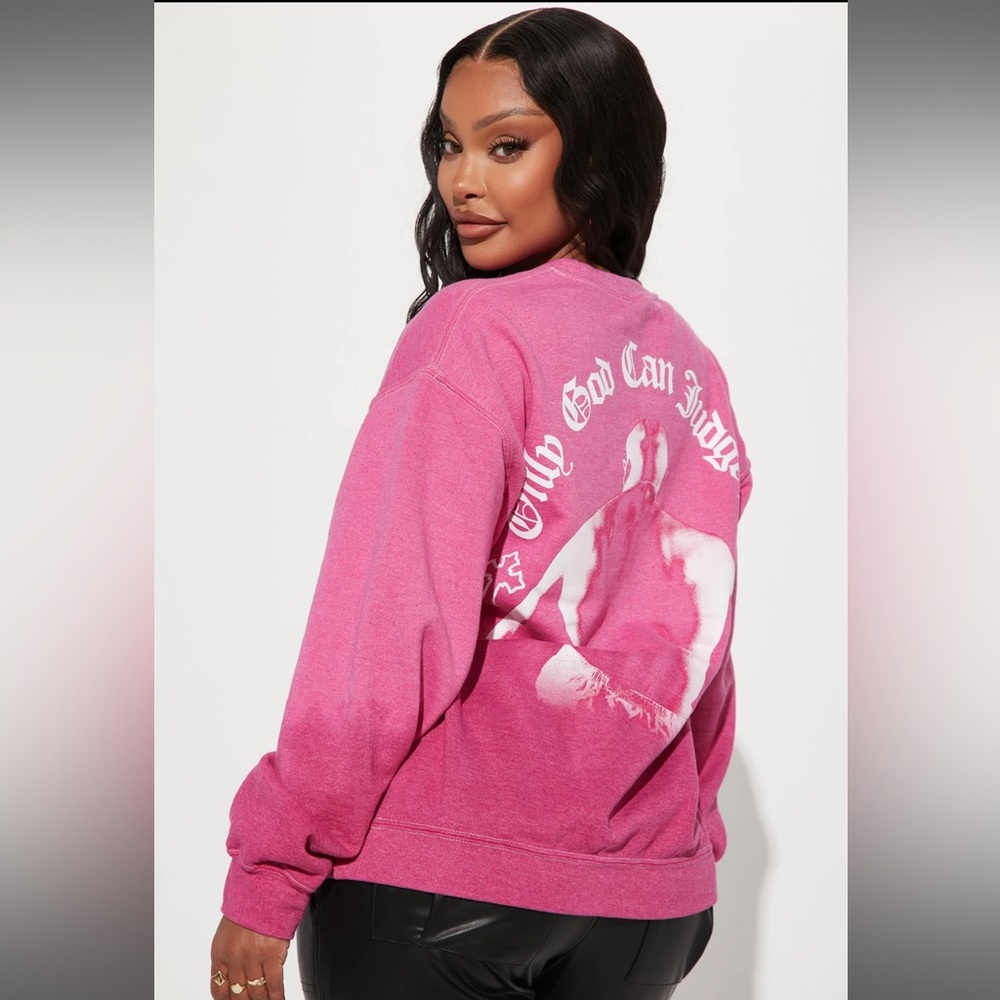 2pac can’t judge me crewneck fuchsia ( M )